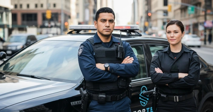 agentes de seguridad en la patrulla